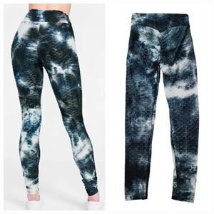 NEW AQ-Sport Honeycomb Ruched Scrunch Butt Tie Dye Legging in Smoke Size Small